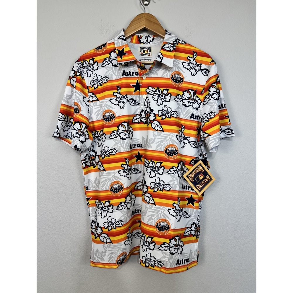 Reyn Spooner Houston Astros Polo Shirt‎ Mens M Multi-Color MLB Baseball Hawaiian